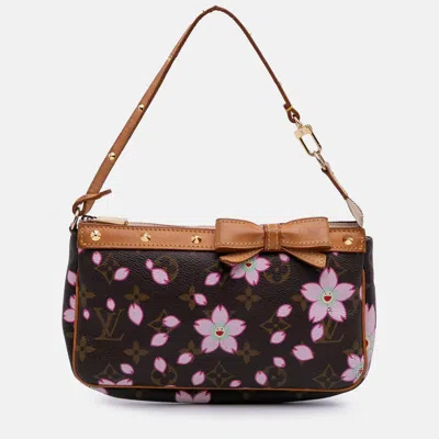 Pre-owned Louis Vuitton Brown Takashi Murakami Monogram Cherry Blossom Pochette Accessoires