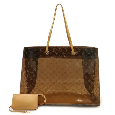 Pre-owned Louis Vuitton Brown Vinyl Leather Beach Bag Shoulder Bag Tote Bag ()