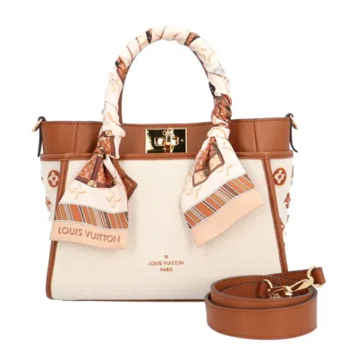 Pre-owned Louis Vuitton Brown White Canvas Leather Shoulder Bag ()