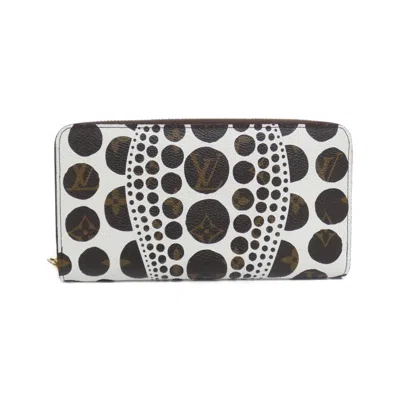 Pre-owned Louis Vuitton Brown White Coated Canvas Long Wallet (bi-fold) () In Multi