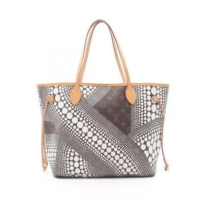 Pre-owned Louis Vuitton Brown White Pvc Leather Tote Bag () In Multi