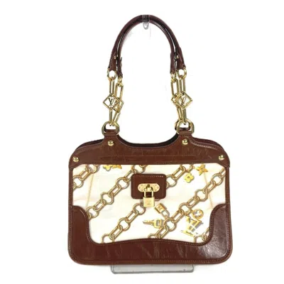 Pre-owned Louis Vuitton Brown White Vinyl Leather Handbag Shoulder Bag Tote Bag () In Multi