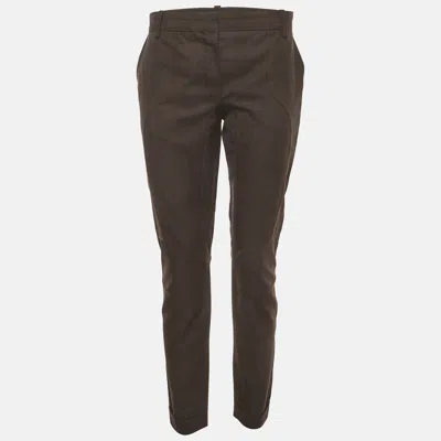 Pre-owned Louis Vuitton Brown Wool Blend Ankle Zip Trousers M