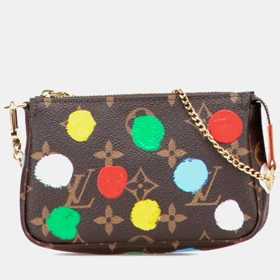 Pre-owned Louis Vuitton Brown Yayoi Kusama Monogram Painted Dots Mini Pochette Accessoires
