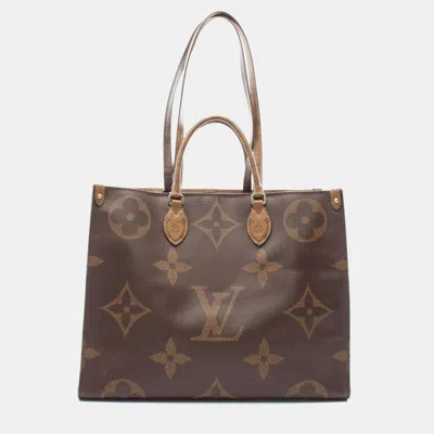 Pre-owned Louis Vuitton Brown/beige Monogram Giant Reverse On The Go Tote Gm