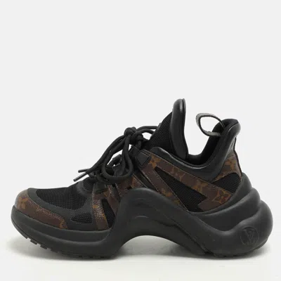 Pre-owned Louis Vuitton Brown/black Canvas And Leather Archlight Trainers Size 38.5