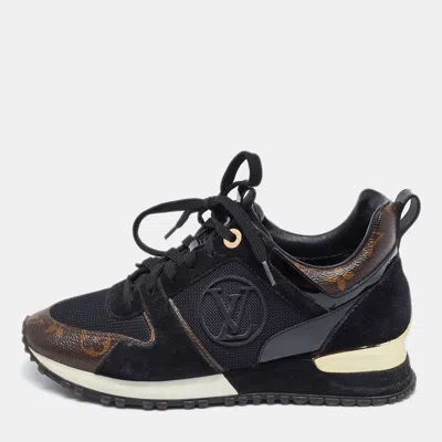 Pre-owned Louis Vuitton Brown/black Mesh And Monogram Canvas Run Away Low Top Sneakers Size 36