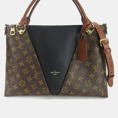 Pre-owned Louis Vuitton Brown/black Mm Monogram Leather V Tote Bag