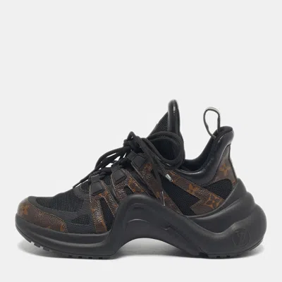 Pre-owned Louis Vuitton Brown/black Monogram Canvas And Leather Archlight Sneakers Size 38.5