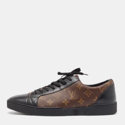 Pre-owned Louis Vuitton Brown/black Monogram Canvas And Leather Match Up Sneakers Size 43