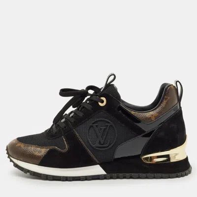 Pre-owned Louis Vuitton Brown/black Monogram Canvas And Suede Run Away Sneakers Size 38