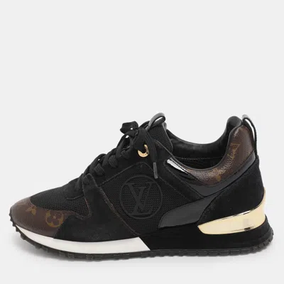 Pre-owned Louis Vuitton Brown/black Monogram Coated Canvas And Leather Run Away Low Top Sneakers Size 37.5