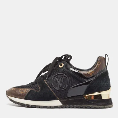 Pre-owned Louis Vuitton Brown/black Monogram Coated Canvas And Mesh Run Away Low Top Sneakers Size 39