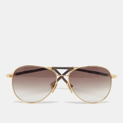 Pre-owned Louis Vuitton Brown/gold Tone Gradient Damier Canvas Conspiration Pilot Sunglasses