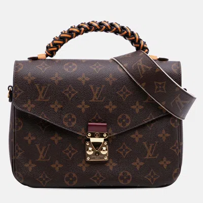 Pre-owned Louis Vuitton Brown/orange Monogram Braided Pochette Metis