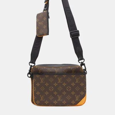 Pre-owned Louis Vuitton Brown/orange/black Monogram Macassar Canvas Trio Messenger