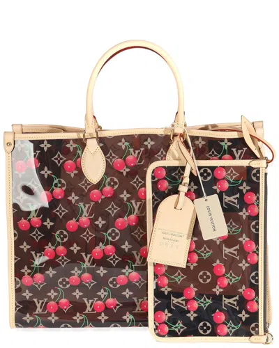 Louis Vuitton Brown/red Leather & Plastic/rubber X Tm Monogram Cherry Crystal  Onthego Gm (authentic