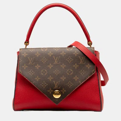 Pre-owned Louis Vuitton Brown/red Monogram Double V Satchel