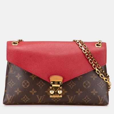 Pre-owned Louis Vuitton Brown/red Monogram Pallas Chain