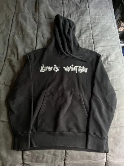Pre-owned Louis Vuitton Brushed Logo Hoodie In Black