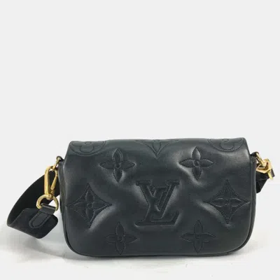 Pre-owned Louis Vuitton Bubblegram Black Leather Wallet On Strap