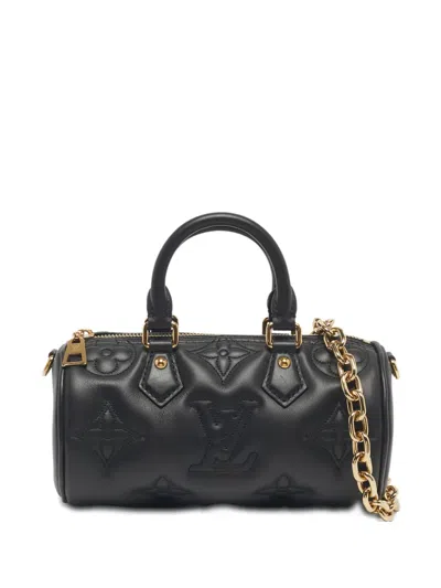Pre-owned Louis Vuitton Bubblegram Papillon Bb Leather Tote Bag In Black