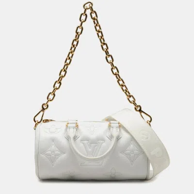 Pre-owned Louis Vuitton Bubblegram Papillon Bb Snow White Calf Leather Crossbody Bag