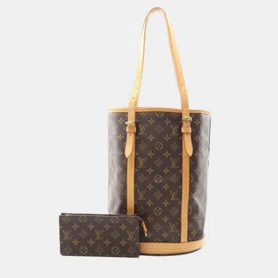 Pre-owned Louis Vuitton Bucket 27 Gm Shoulder Tote Bag Monogram Canvas In Brown