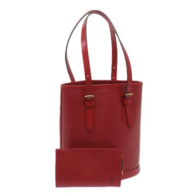 Pre-owned Louis Vuitton Bucket Pm Leather Shoulder Bag () In Red
