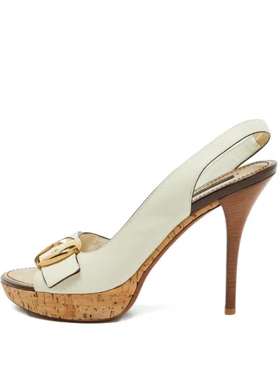 Pre-owned Louis Vuitton Buckle Cork Platform Sandals