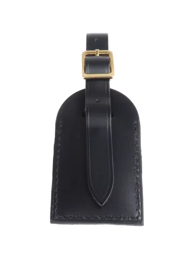 Pre-owned Louis Vuitton Buckled Leather Luggage Tag In Black