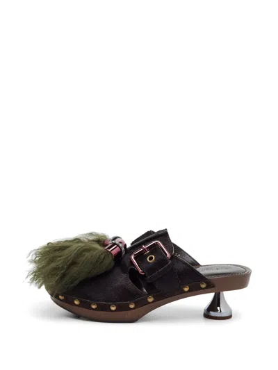 Pre-owned Louis Vuitton Buckle-detail Mules In Brown