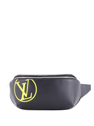 Pre-owned Louis Vuitton Bum Bag Initials Epi Leather Belt Bag In Black