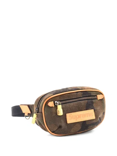 Pre-owned Louis Vuitton Bum Bag Limited Edition Supreme Camouflage Canvas Belt Bag In Brown