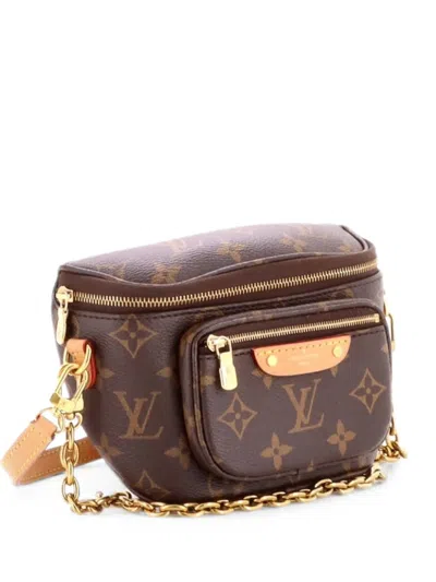 Pre-owned Louis Vuitton Bum Bag Monogram Canvas Mini Belt Bag In 褐色