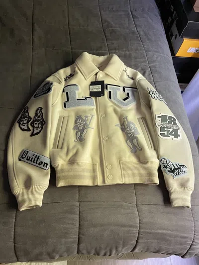 Pre-owned Louis Vuitton Bunny Patches Varsity Jacket In White