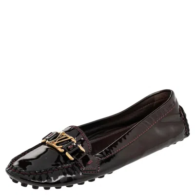 Pre-owned Louis Vuitton Burgundy Amarante Vernis Leather Oxford Loafers Size 38.5