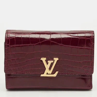 Pre-owned Louis Vuitton Burgundy Crocodile Capucines Compact Wallet
