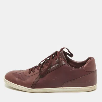 Pre-owned Louis Vuitton Burgundy Leather And Neoprene Low Top Sneakers Size 43