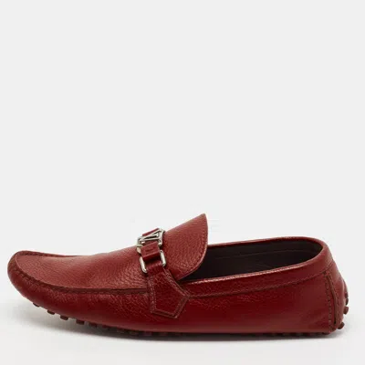 Pre-owned Louis Vuitton Burgundy Leather Hockenheim Loafers Size 44