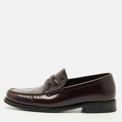 Pre-owned Louis Vuitton Burgundy Leather Major Loafers Size 41.5
