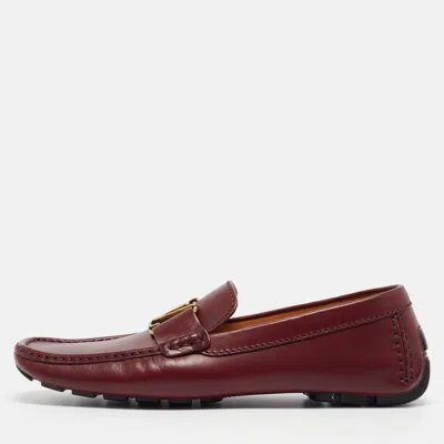 Pre-owned Louis Vuitton Burgundy Leather Monte Carlo Loafers Size 41.5