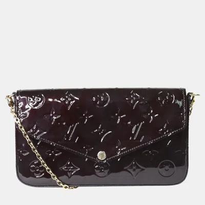 Pre-owned Louis Vuitton Burgundy Monogram Vernis Leather Pochette Felicie Clutch Bag