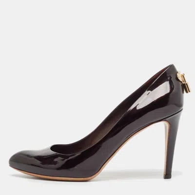 Pre-owned Louis Vuitton Burgundy Patent Leather Oh Really! Platform Pumps Size 38.5