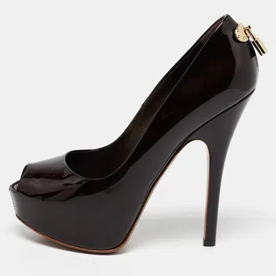 Pre-owned Louis Vuitton Burgundy Patent Leather Oh Really! Pumps Size 38