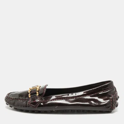 Pre-owned Louis Vuitton Burgundy Patent Leather Oxford Loafers Size 39