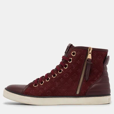 Pre-owned Louis Vuitton Burgundy Suede And Leather Punchy Sneakers Size 36.5