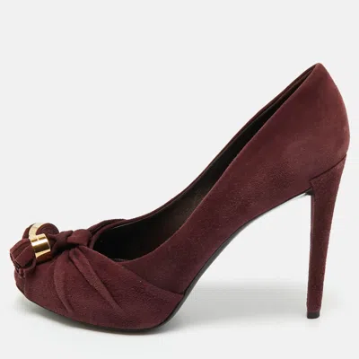 Pre-owned Louis Vuitton Burgundy Suede Tassel Platform Pumps Size 36