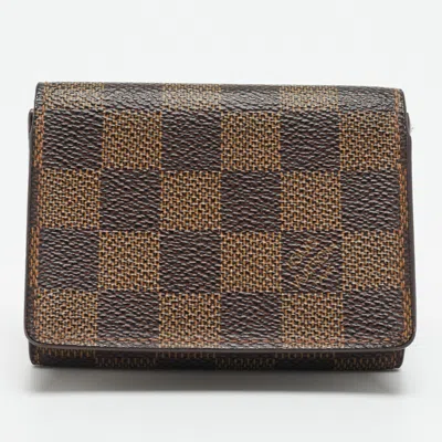 Pre-owned Louis Vuitton Business Damier Canvas Card Holder In Brown