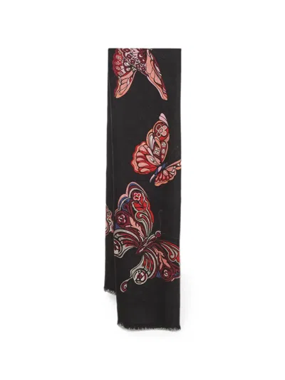 Pre-owned Louis Vuitton Butterfly Monogram Shawl In Black